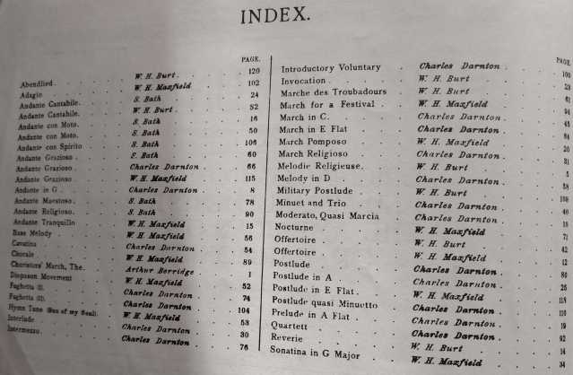 Church Voluntaries Contents